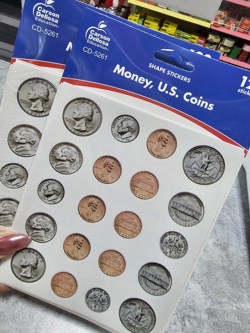 Money U.S. Coins Shape Stickers – 120 Stickers | Realistic Educational Stickers for Classroom, Crafts & Rewards | Carson Dellosa